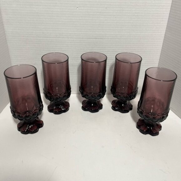 Vintage Tiffin Franciscan Madeira Plum Stemware Glasses Set of 7 - Picture 4 of 6